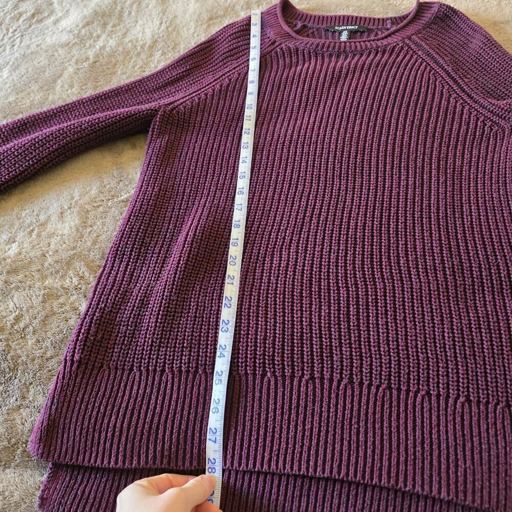 Ellen Tracy Port Marl Ribbed Sweater M Chunky Knit Cozy Plum Burgundy Pullover - Picture 13 of 14